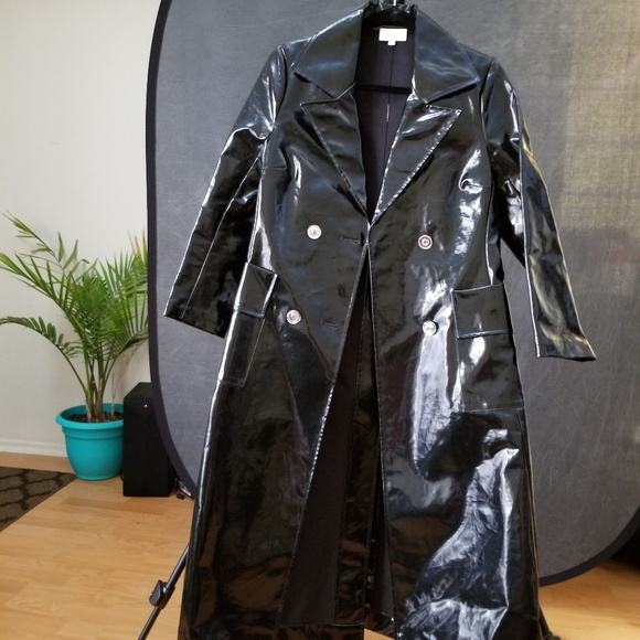Isa Arfen Shiny Black Trench (US4/6; UK10) - Picture 2 of 4